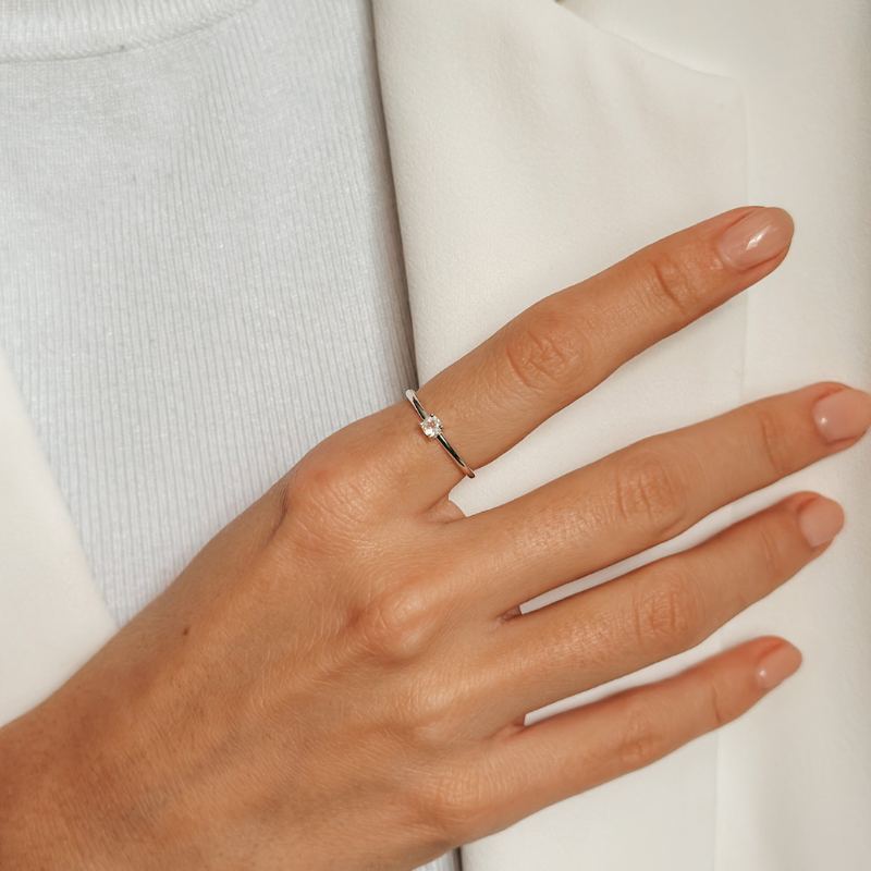 Stříbrný prsten Birthstone June - Měsíční kámen - Indira