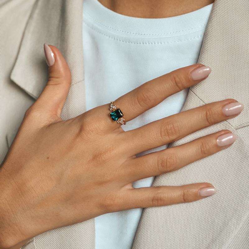 Inel din argint Golden Faerie - Topaz Blue London - Indira