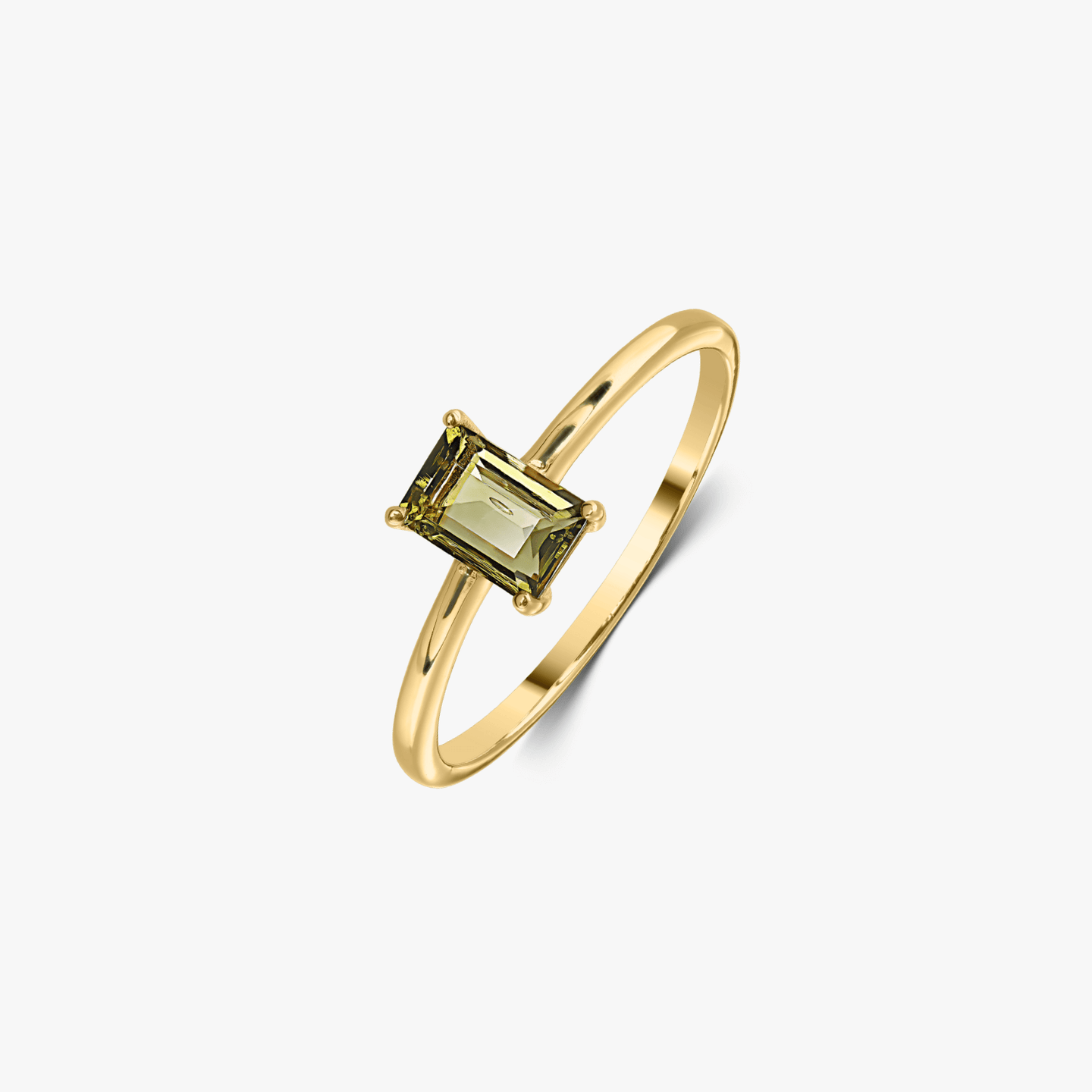 Stříbrný prsten Golden Tessa - Moldavit - Indira