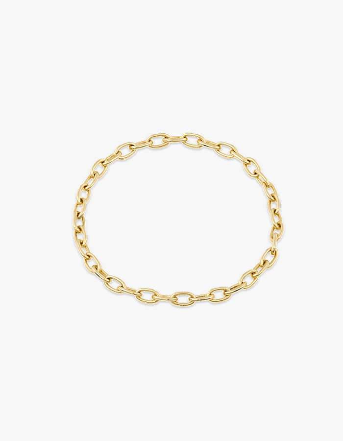 A 14K gold chain ring displayed on a solid white background.