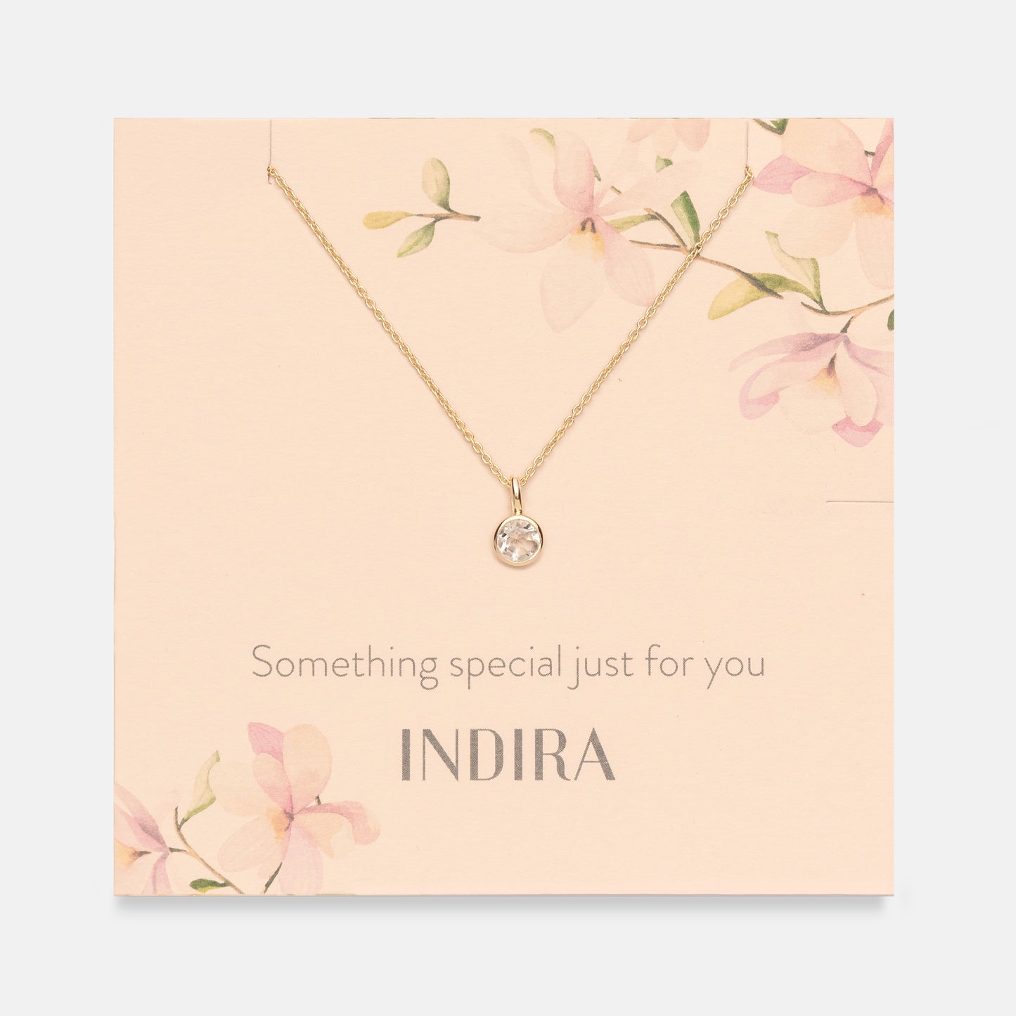 Stříbrný náhrdelník Birthstone Golden April - Bílý topaz - Indira