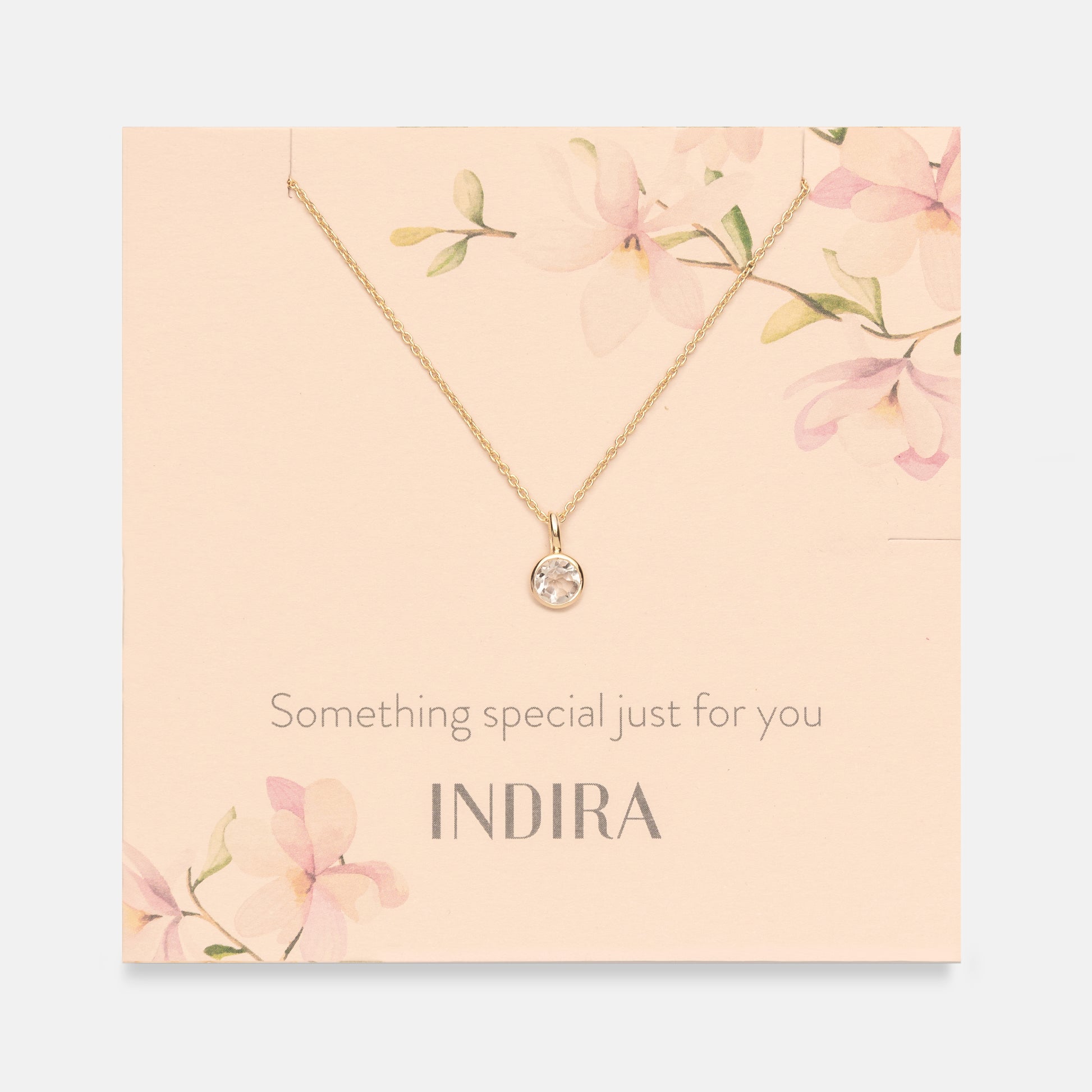 Stříbrný náhrdelník Birthstone Golden April - Bílý topaz - Indira