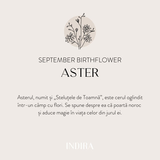 Přívěsek z bílého zlata Birth Flower - Září Aster - Indira