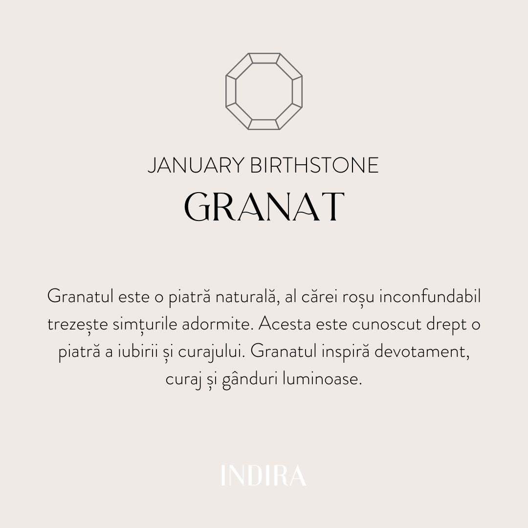 Stříbrný náramek Birthstone Leden - Granát - Indira