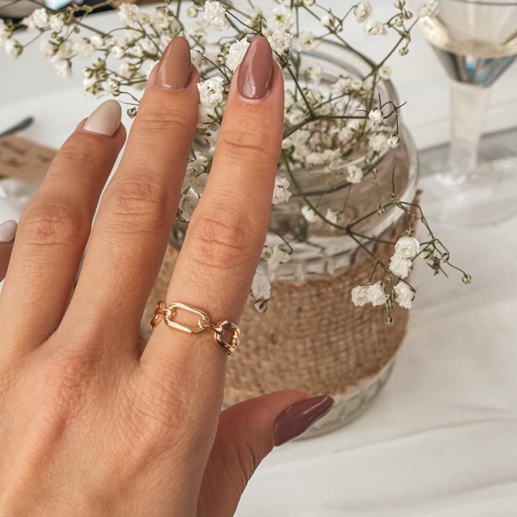 Stříbrný prsten Golden Chain