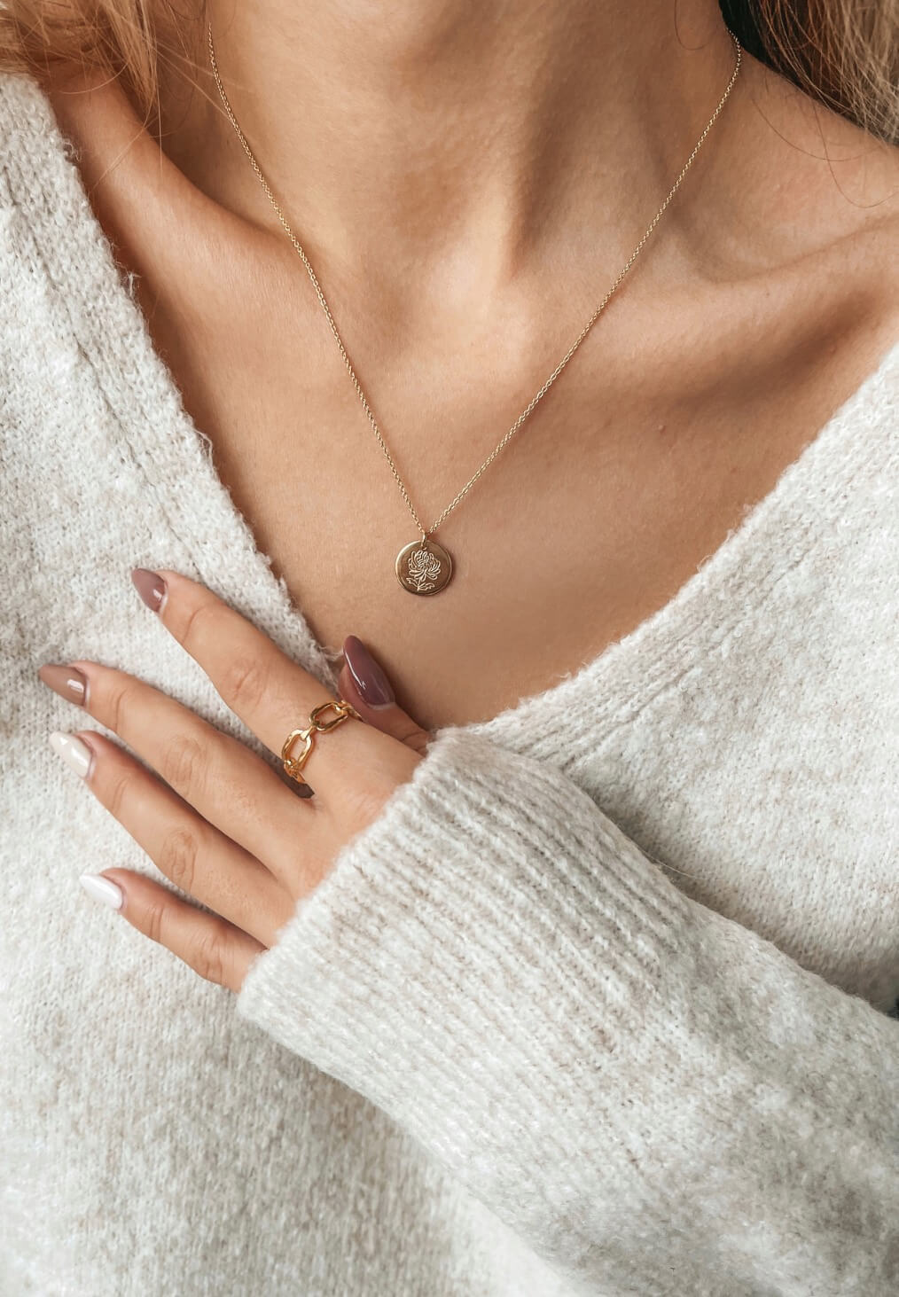 Stříbrný prsten Golden Chain