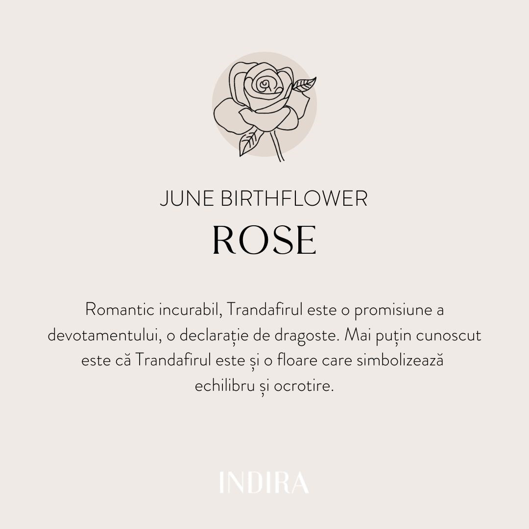 Stříbrný náramek s provázkem Golden Birth Flower - Červnová Růže - Indira
