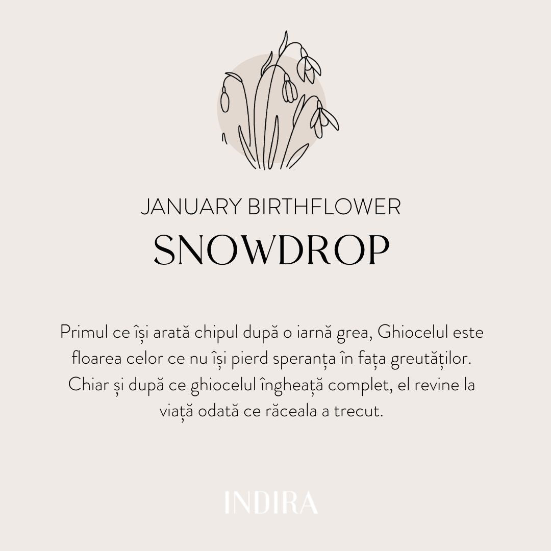 Náramek s bílým zlatým provázkem Birth Flower - Leden Sněženka - Indira