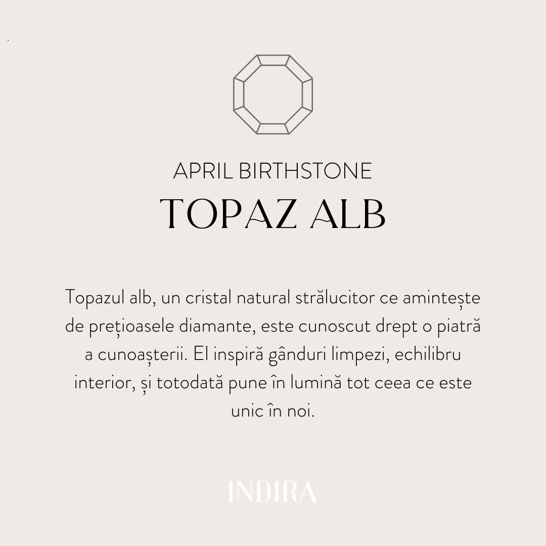 Stříbrný náhrdelník Birthstone Golden April - Bílý topaz - Indira